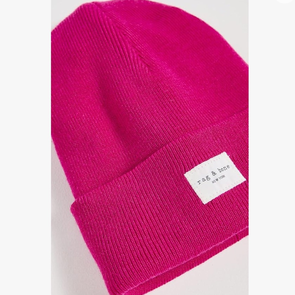 RAG & BONE ADDISON WOOL BEANIE HOT PINK OS NWOT